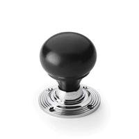 Thumbnail for Large Victorian Gothic Rim Lock Ebonised Polished Chrome Bun Door Knobs