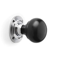 Thumbnail for Large Victorian Gothic Rim Lock Ebonised Polished Chrome Bun Door Knobs