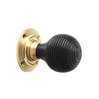 Thumbnail for Black Ebonised Wood & Solid Brass Beehive Door Knobs