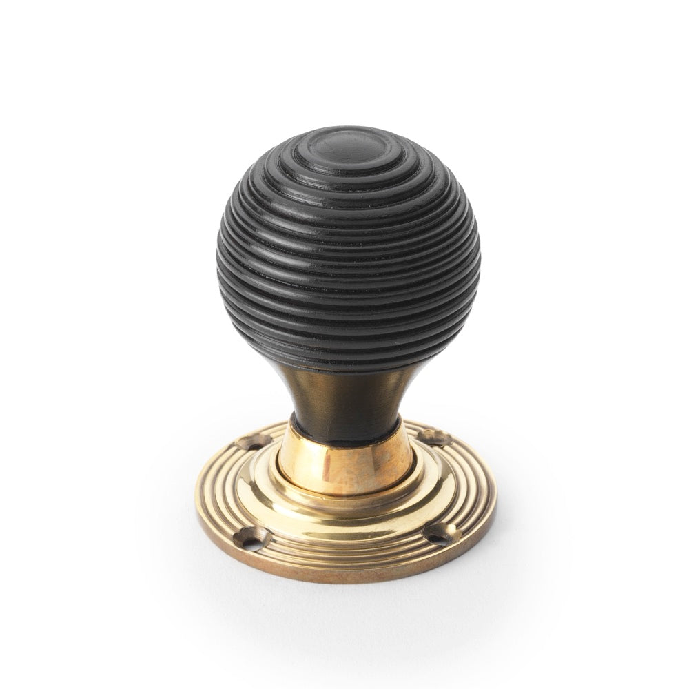 Aged Brass Davenport Rim Lock Ebony Aged Brass Beehive Knobs