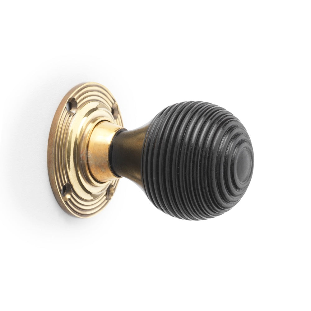 Aged Brass Davenport Rim Lock Ebony Aged Brass Beehive Knobs