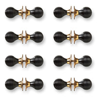 Thumbnail for 8 Pairs of Ebony Polished Brass Beehive Door Knobs