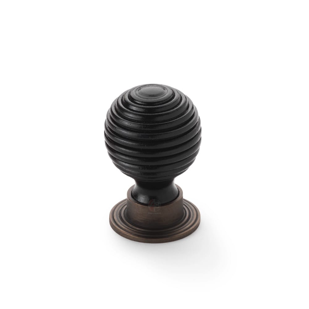 Large Ebonised Matt Antique Beehive Cupboard Knob