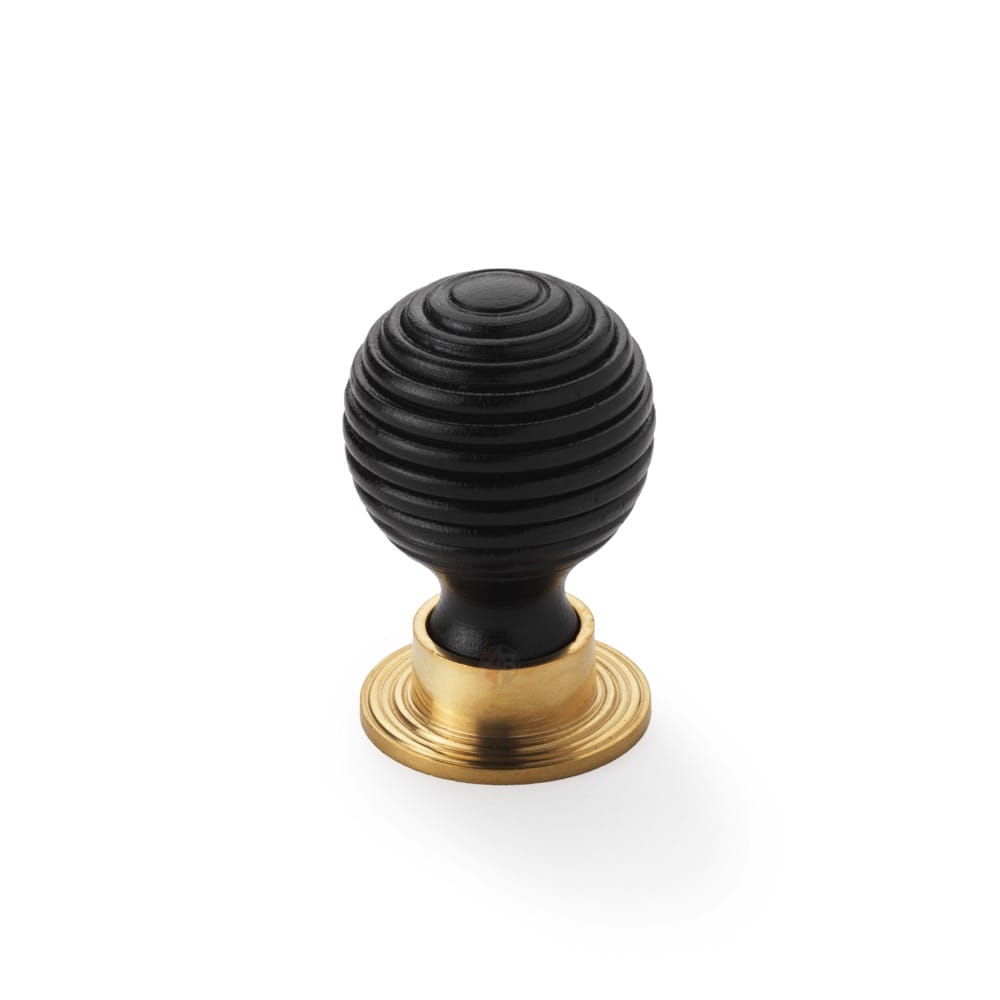 Large Ebonised Polished Brass Beehive Cupboard Knob