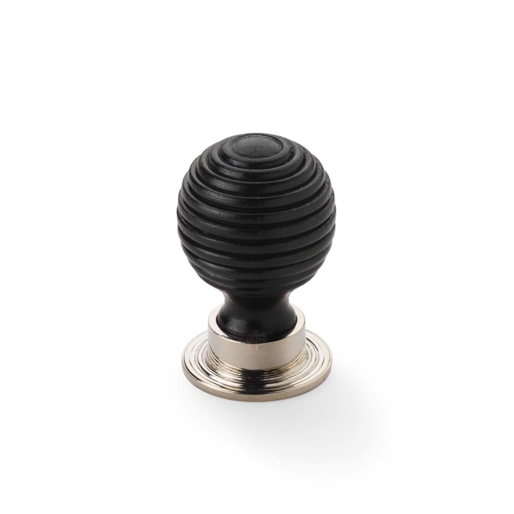 Large Ebonised Polished Nickel Beehive Cupboard Knob