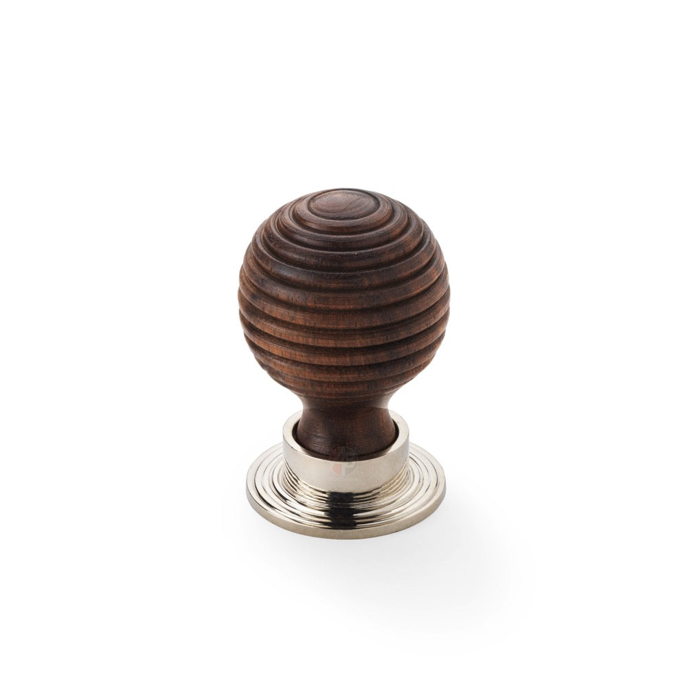 Pack of 8 Large Rosewood Polished Nickel Beehive Cupboard Knobs