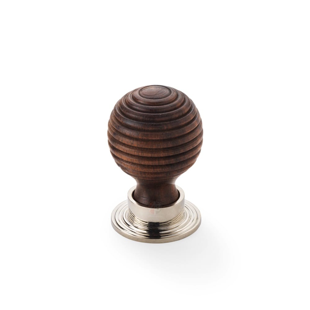 Large Rosewood Polished Nickel Beehive Cupboard Knob