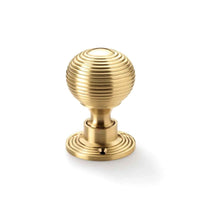 Thumbnail for Large Victorian Gothic Rim Lock Hollow Satin Brass Beehive Door Knobs