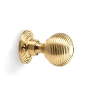 Thumbnail for Large Victorian Gothic Rim Lock Hollow Satin Brass Beehive Door Knobs