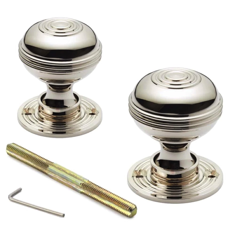 Large Victorian Gothic Rim Lock Polished Nickel Bloxwich Door Knobs