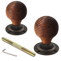 Thumbnail for Large Victorian Gothic Rim Lock Rosewood Matt Antique Beehive Door Knobs