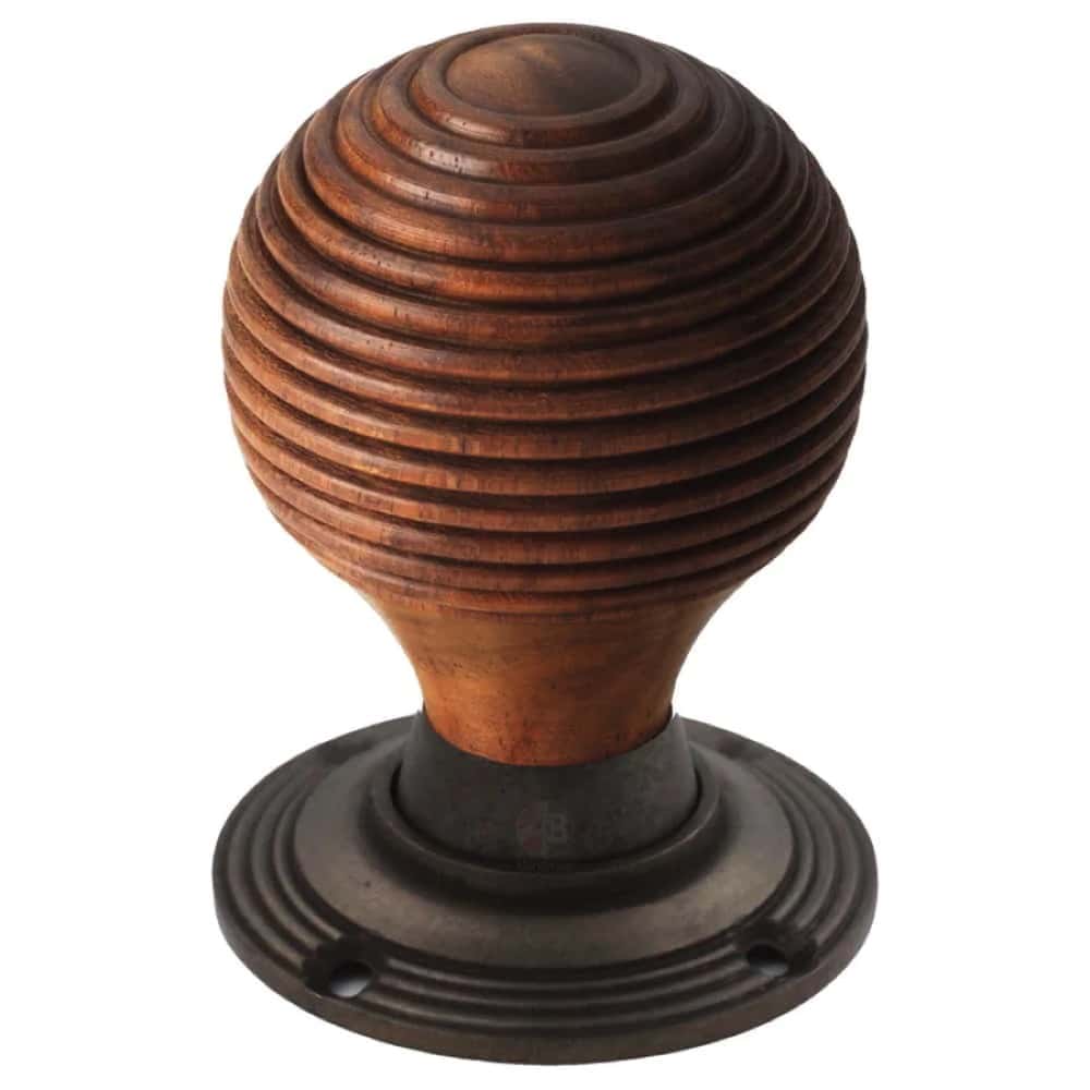 Large Victorian Gothic Rim Lock Rosewood Matt Antique Beehive Door Knobs