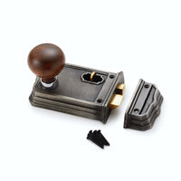 Thumbnail for Large Victorian Gothic Rim Lock Rosewood Polished Chrome Bun Door Knobs