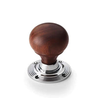 Thumbnail for Large Victorian Gothic Rim Lock Rosewood Polished Chrome Bun Door Knobs