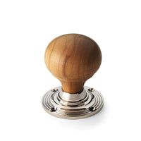 Thumbnail for Large Victorian Gothic Rim Lock Teak Polished Nickel Bun Door Knobs