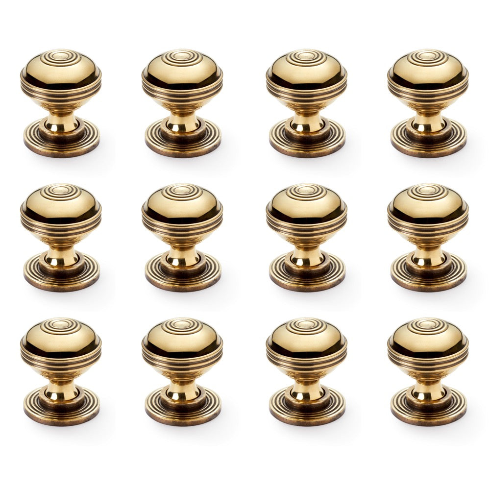 Pack of 12 Large Aged Brass Bloxwich Cupboard Knob