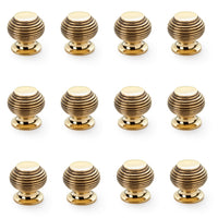 Thumbnail for pack of 12 small aged brass beehive cupboard door knobs