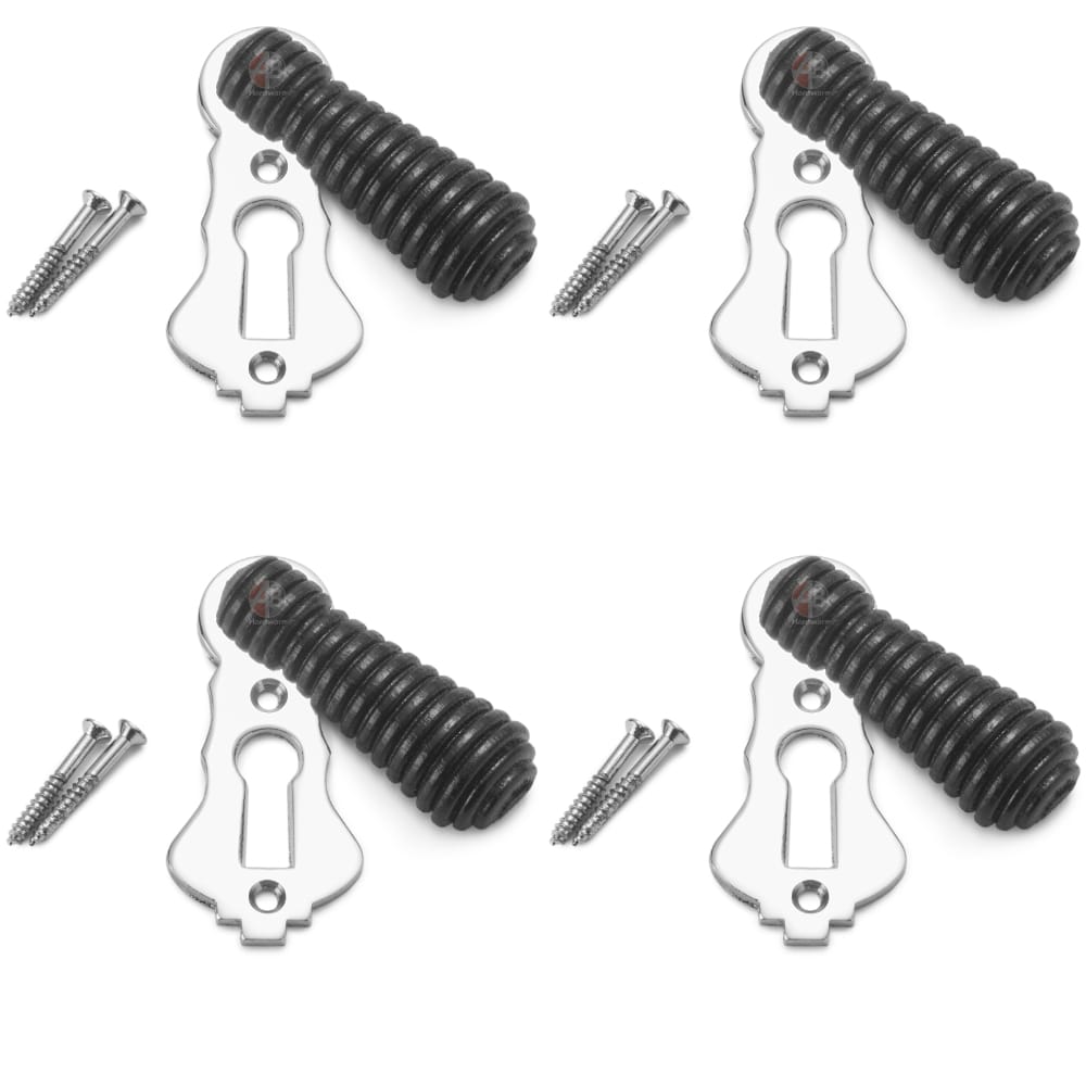 Pack of 4 Ebonised Polished Chrome Beehive Escutcheons