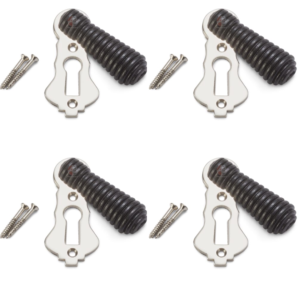 Pack of 4 Ebonised Polished Nickel Beehive Escutcheons