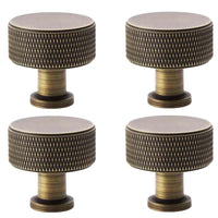 Thumbnail for Pack of 4 large antique brass knurled cupboard knobs