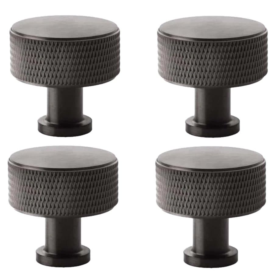 Pack of 4 large dark bronze knurled cupboard knobs