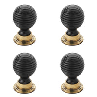 Thumbnail for Pack of 4 large ebonised aged brass beehive cupboard door knobs