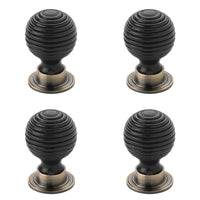 Thumbnail for Pack of 4 large ebonised antique brass beehive cupboard door knobs