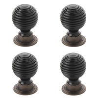 Thumbnail for Pack of 4 large ebonised matt antique beehive cupboard door knobs