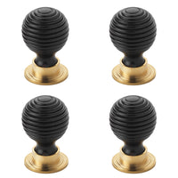 Thumbnail for Pack of 4 large ebonised polished brass beehive cupboard door knobs