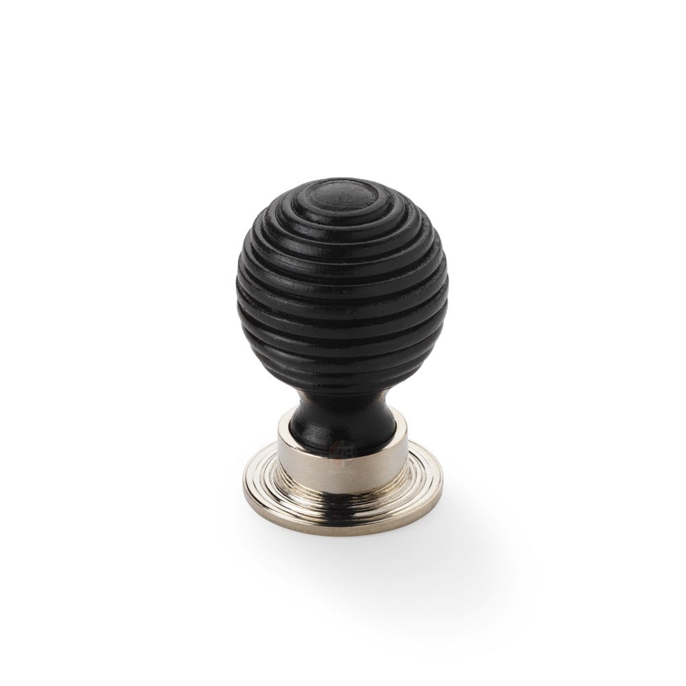 large ebonised polished nickel beehive cupboard door knob