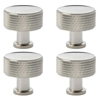 Thumbnail for Pack of 4 large polished nickel knurled cupboard knobs