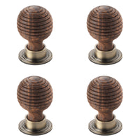 Thumbnail for Pack of 4 large rosewood antique brass beehive cupboard door knobs