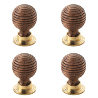 Thumbnail for Pack of 4 large rosewood polished brass beehive cupboard door knobs