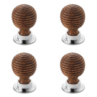 Thumbnail for Pack of 4 large rosewood polished chrome beehive cupboard door knobs