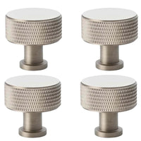 Thumbnail for Pack of 4 large satin nickel knurled cupboard knobs