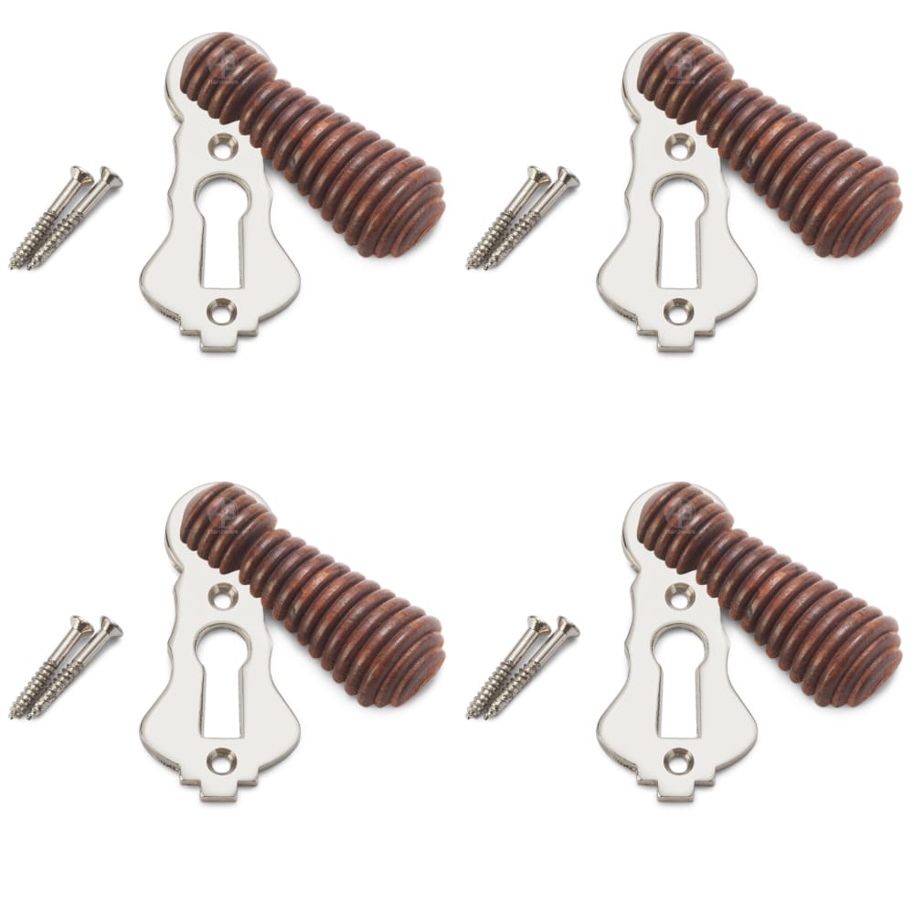 Pack of 4 Rosewood Polished Nickel Beehive Escutcheons