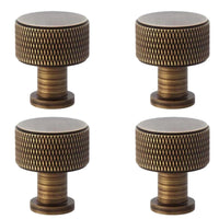 Thumbnail for pack of 4 small antique brass knurled cupboard knobs