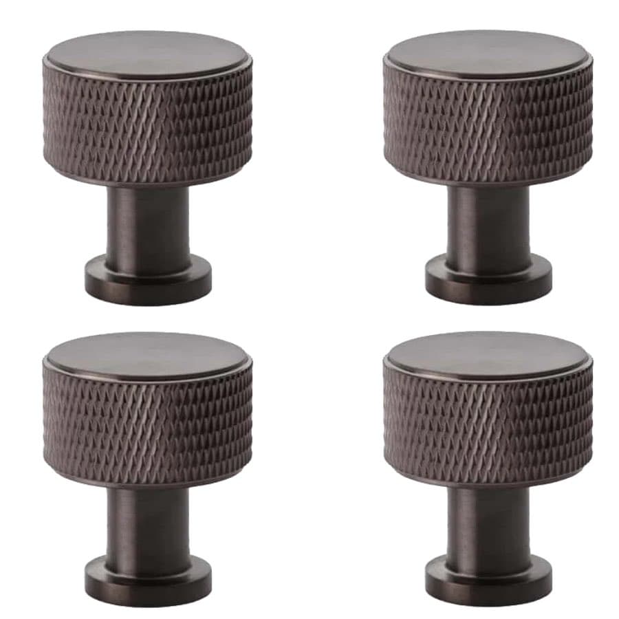 pack of 4 small dark bronze knurled cupboard knobs