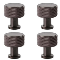 Thumbnail for pack of 4 small dark bronze knurled cupboard knobs