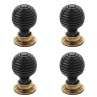 Thumbnail for Pack of 4 small ebonised aged brass beehive cupboard door knobs