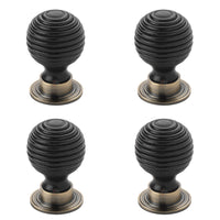 Thumbnail for Pack of 4 small ebonised antique brass beehive cupboard door knobs