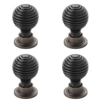 Thumbnail for Pack of 4 small ebonised matt antique beehive cupboard door knobs