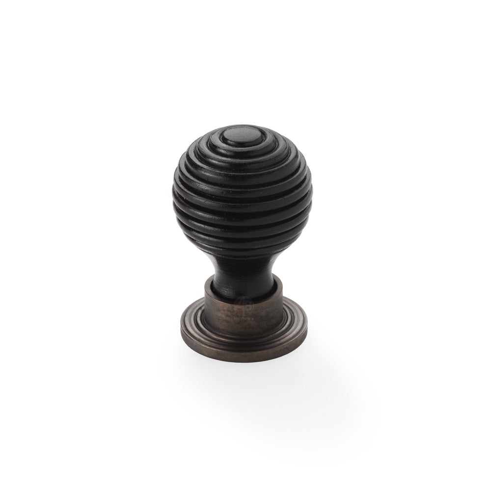 small ebonised matt antique beehive cupboard door knob