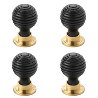 Thumbnail for Pack of 4 small ebonised black polished brass beehive cupboard door knobs