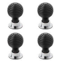 Thumbnail for Pack of 4 small ebonised polished chrome beehive cupboard door knobs