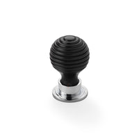 Thumbnail for Small ebonised polished chrome beehive cupboard door knob