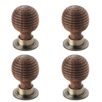 Thumbnail for Pack of 4 small rosewood antique brass beehive cupboard door knobs