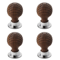 Thumbnail for Pack of 4 small rosewood polished chrome beehive cupboard knobs