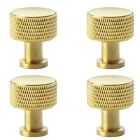 Thumbnail for pack of 4 small satin brass knurled cupboard knobs