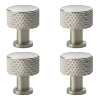 Thumbnail for Pack of 4 small satin nickel knurled cupboard knobs